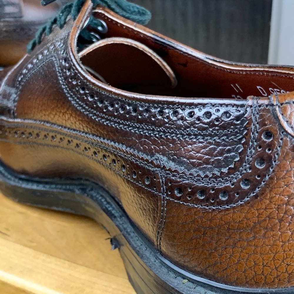 Men's Dark Brown Leather Wingtip Oxford Dress Shoes - Picture 12 of 16